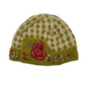 French Knot Lorelai handknit floral embroidered hat.